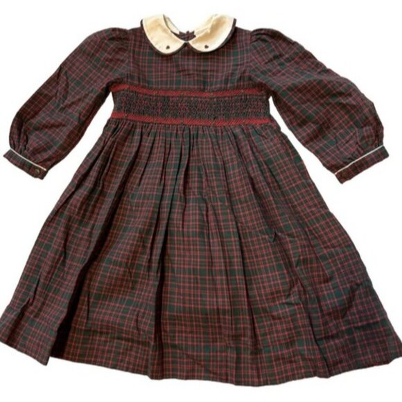Vintage Sophie Dess Creations Paris 4T Plaid Dress Sash Back Embroidered Collar - Picture 5 of 5